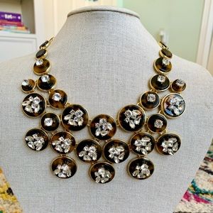 J. Crew Gold and Brown Statement Necklace with Vintage-Inspired Design